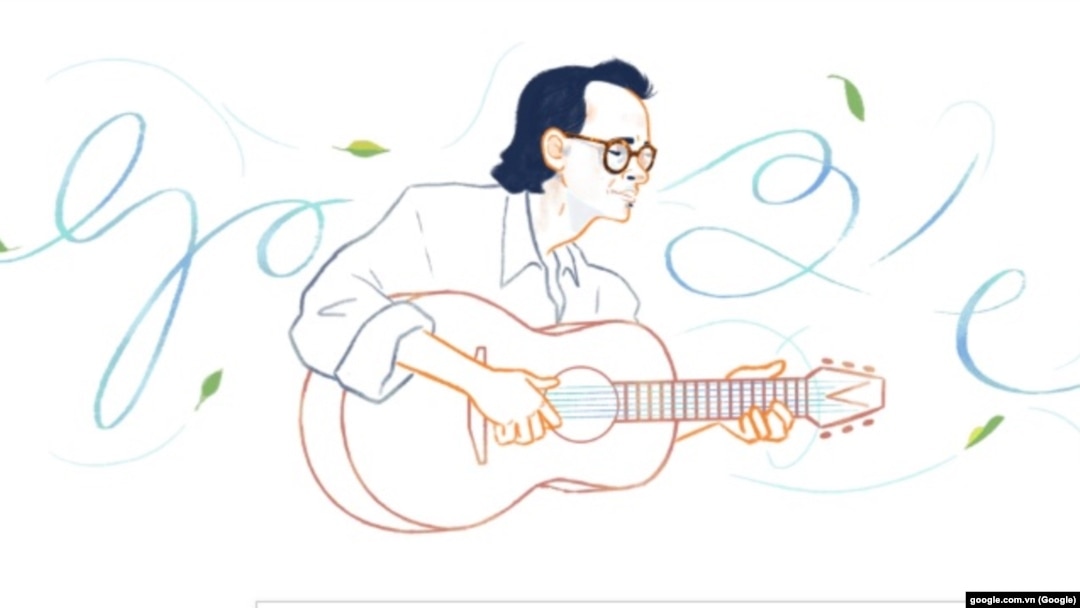 Hình ảnh Trịnh Công Sơn trên Google Doodle nhân kỷ niệm 80 năm ngày sinh của ông hôm 28/2.