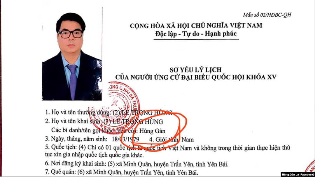 Nhà báo độc lập Lê Trọng Hùng đã nộp đơn xin ứng cử đại biểu Quốc hội và có kế hoạch vận động tranh cử trước khi bị bắt.