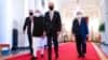 Các lãnh đạo của QUAD: TT Joe Biden (Mỹ), từ trái: Scott Morrison (thủ tướng Úc), Narendra Modi (thủ tướng Ấn Độ), thủ tướng Nhật Bản (Yoshihide Suga), tại Tòa Bạch Ốc.